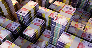 Stack of 10,000 Frs Notes