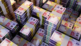 Stack of 10,000 Frs Notes